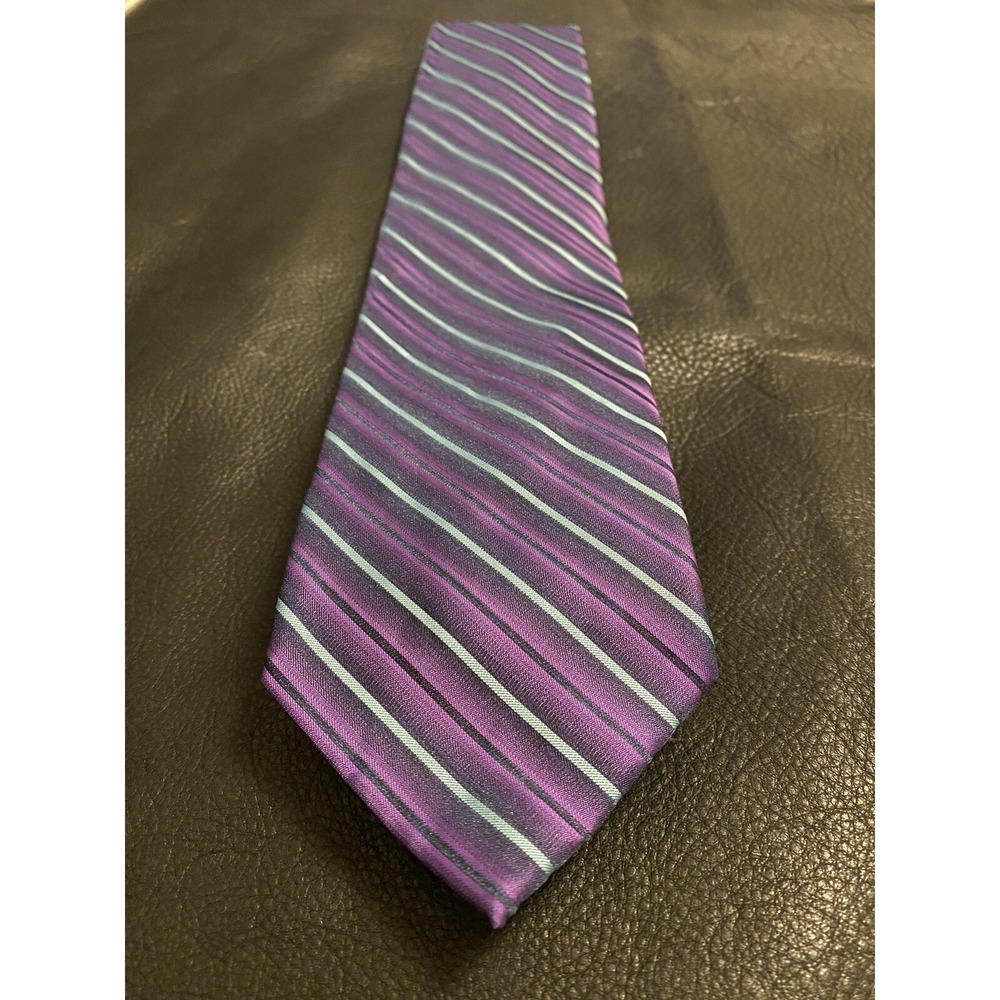Stafford Men's Necktie Silk Black/Purple/Mint Classic Stripes Work /Special Even